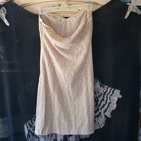 Sparkle & Fade Cream Lace Strapless Mini Dress - Picture 3 of 7